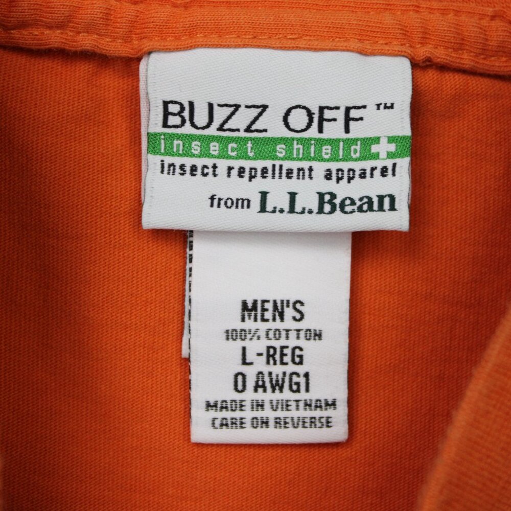 L.L. Bean Buzz Off Shirt Mens Large Orange Insect Shield‎ Cotton Long Sleeve - Picture 8 of 14